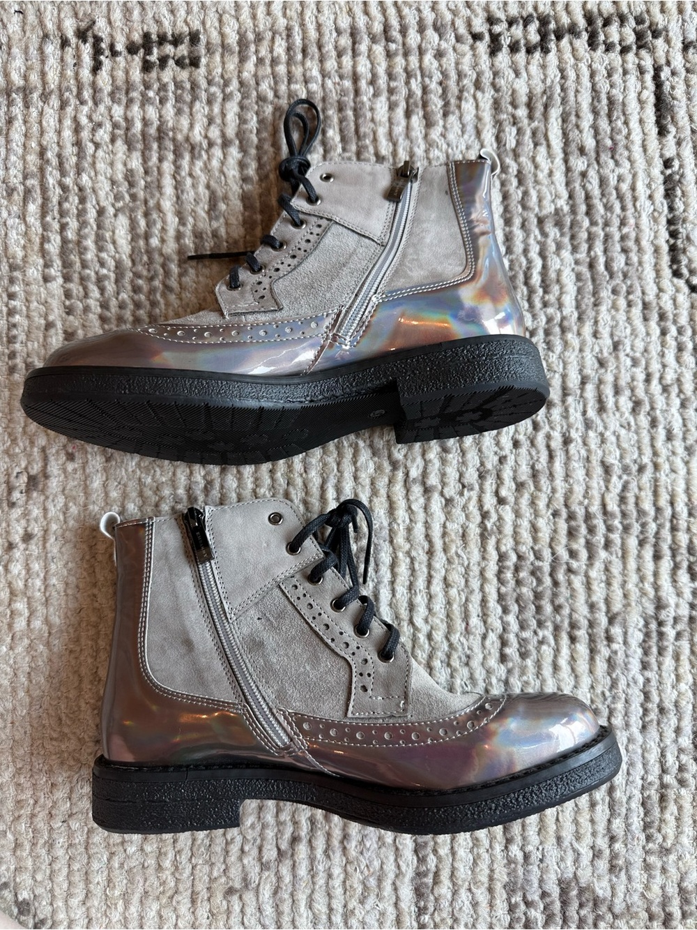 NWOB Embassy London Metallic Silver Combat Boots 37 - Picture 13 of 13